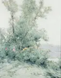 Andre Gisson, Idyllic Landscape with Figures, oil on canvas