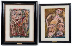 Alexander Gore, Archaic Figures, 2010, and Projection of The Target, 2011, acrylic on paper