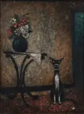 Frederick L. Hollendonner, Cat, 1954, oil on board