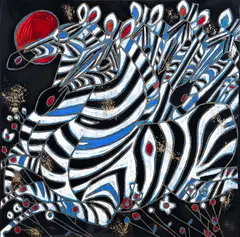 Tiefeng Jiang, Imperial Zebras, 1992, color, serigraph on paper