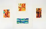 Rod Dos Zeit, 1989, Leberdig, 1988, Original Pochoir, 1986, L'eau, 1981, color pochoir multiples, 7.75 x 18.25 inches and various declining sizes, each by Ronald Kocher, pencil, offered Nov 2025