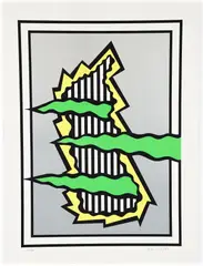 Blue Hill, 1980, color by Nicholas Krushenick, silkscreen, offered Nov 2025
