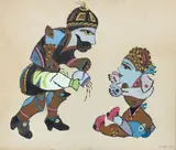 Two figures by Watfa Midani, 1964, gouache on paper, offered Nov 2025