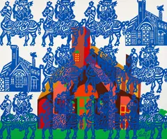 Weather Vane by Watfa Midani, 1983, acrylic on canvas, offered Nov 2025