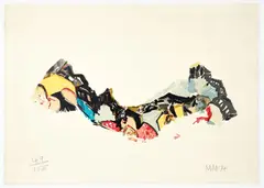 Malcolm Morley, Hollywood Film Stars and Their Homes, Doris Day fragment, 1974, lithograph printed in colors, pencil