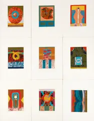 9 prints from the Monument portfolio: Numbers 1, 2, 3, 4, 6, 7, 9, 10, 12, hybrid screenprints, 1972, 10 x 8 inches, each by George Nama, pencil, offered Nov 2025