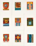 George Nama, 9 prints from the Monument portfolio: Numbers 1, 2, 3, 4, 6, 7, 9, 10, 12, hybrid screenprints, 1972, 10 x 8 inches, each