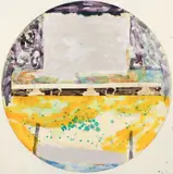 The Dreamers Survey, 1988-9 by Tony Naponic, mixed media, collage and acrylic on paper and plywood, 28 inches in diameter, offered Nov 2025