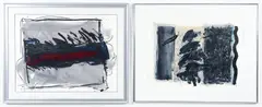 Robert Robinson, 2 Untitled framed Abstractions, mixed media on paper, approx