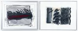 2 Untitled framed Abstractions by Robert Robinson, mixed media on paper, approx, offered Nov 2025