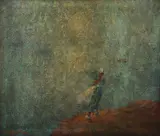 George Thompson-Pritchard, Solitary Figure on Cliff's Edge Looking at a Sea of Fog