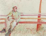 Peter Wargo, On The Bench Schenley Park, circa 1983, watercolor and mixed media