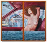 The Loop, (Amusement Park Nude) by Herb Weigand, circa 2000, oil on canvas, diptych, offered Nov 2025