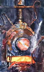 Rolling Mill Study by Cynthia Cooley, 1988, watercolor, offered Nov 2025