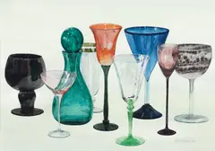 (American/Pittsburgh, Contemporary), Nine Glass Vessels by Robert Bowden, 1995, watercolor, offered Nov 2025