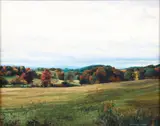 Ligonier Landscape, 1990s by Rita Kambic Haldeman, oil on canvasboard, offered Nov 2025