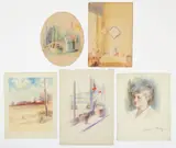 Lila Hetzel, 5 works on paper, all in color:, a mix of