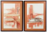 Charles Pitcher, (American/Western PA, 1927-2009), Pair of Drawings of Pittsburgh Stadiums: The Civic Arena and Three Rivers Stadium, 1974, mixed media with pen and ink and pastel, both