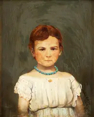 John Earle, Untitled, oil on card stock portrait of a young lady