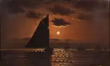 Untitled by Moonlit Seascape, oil on canvas in the style of edward moran, offered Nov 2025