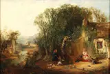 John Ritchie, Visiting Friends in The Village, oil on canvas