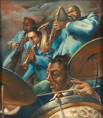 Frank N. Ashley, Jazz Quartet, undated, 1970s, oil on canvas