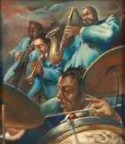 Frank N. Ashley, Jazz Quartet, undated, 1970s, oil on canvas