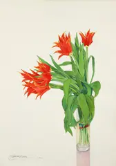 Gary Bukovnik, Still Life with Yellow Tipped Tulips, 1988, watercolor on paper