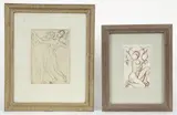 Enrico Glicenstein, (Polish/Jewish/American, 1870-1942), Pair of Drawings: Kneeling Figure in Chains [Enchaine] and Dancing Couple [Danse], both 1930s