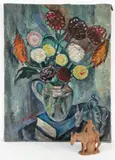 Enrico Glicenstein, (Polish/Jewish/American, 1870-1942), Still Life with Flowers, Sculpture and Book
