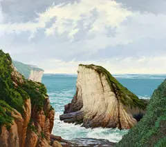 Cliffs Near Davenport by Peter M. Loftus, 1983, oil on canvas, offered Oct 2025