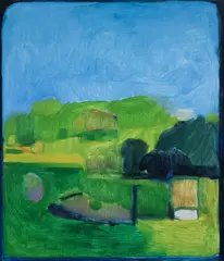 Distant Yellow by Linda Plotkin, 1968, oil on canavs, offered Oct 2025