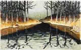 Joseph R. Shepler, (American, Western PA. 1937-2018), Winter Pond, 1983, acrylic on muslin