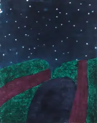 Carol Summers, Starry Night, 1979, color, woodcut, pencil