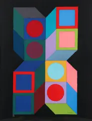 Victor Vasarely, Untitled Op Art Compostition, 1980, collage multiple, serigraph on corrugated paper