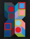 Victor Vasarely, Untitled Op Art Compostition, 1980, collage multiple, serigraph on corrugated paper