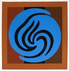 Jack Youngerman, Untitled (Blue and Brown), 1978, color, serigraph on paper, pencil