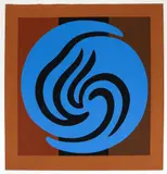 Jack Youngerman, Untitled (Blue and Brown), 1978, color, serigraph on paper, pencil