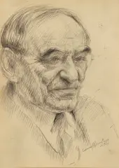 Cantor Levin, (The Artist's Grandfather, Joseph Levin 1862-1947) by Samuel Rosenberg, pencil drawing, offered Oct 2025