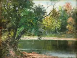 Albert Francis King, (American/Western PA, 1854-1945), Scalp Level Landscape with Tranquil Stream, c.1920s or 1930s