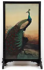Peacock Fire Screen by M. Kosai, watercolor and gouache, offered Oct 2025