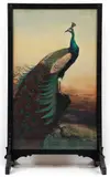 Peacock Fire Screen by M. Kosai, watercolor and gouache, offered Oct 2025