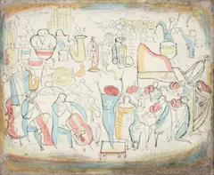 Irving Amen, Orchestra, 1964, color, etching