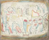 Irving Amen, Orchestra, 1964, color, etching