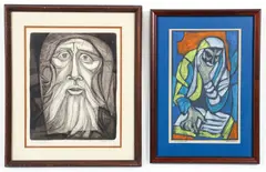 Irving Amen, Pair of etchings: Elijah, undated, ed. 40/200, plate size 17.5 x 14.25 inches, framed 26.75 x 22.25 inches. Prophet, 1959, color, etching, A/P
