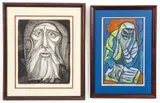 Irving Amen, Pair of etchings: Elijah, undated, ed. 40/200, plate size 17.5 x 14.25 inches, framed 26.75 x 22.25 inches. Prophet, 1959, color, etching, A/P