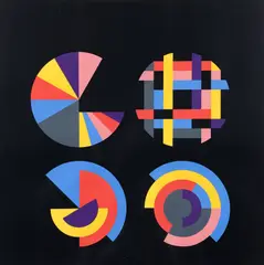 Herbert Bayer, Free Arrangements of Equal Parts, undated, color, screenprint, pencil