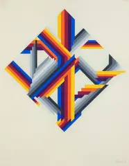 Herbert Bayer, Building a House (Ein Haus bauen), 1969, serigraph printed in colors