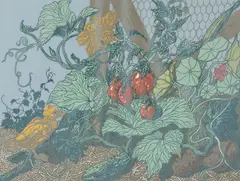 Jack Beal, Garden, linocut in colors