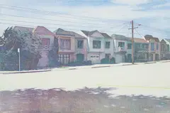 Robert Bechtle, Sunset Street, 1982, color soft ground, etching